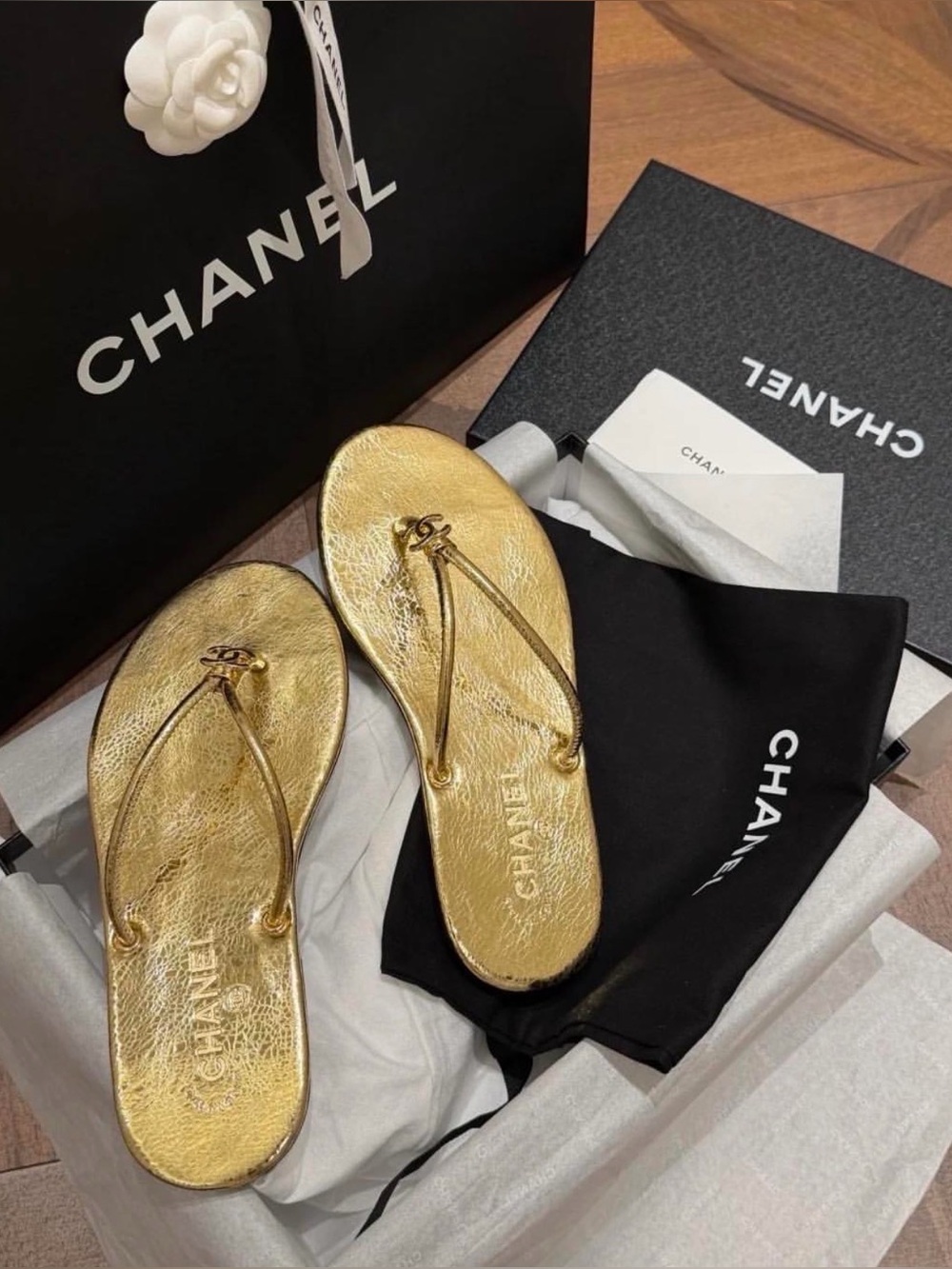 CHANEL THONGS gold Matthieu Blazy collection